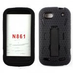 Wholesale N861 ZTE WARP Sequent Armor Hybrid case with stand (Black-Black)